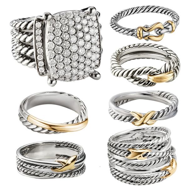 Обручальные кольца DY Ring для женщин 1 Высококачественная станция Кабельная коллекция Винтажная этническая петля-кольцо Подвеска в стиле панк Ювелирное кольцо 231205