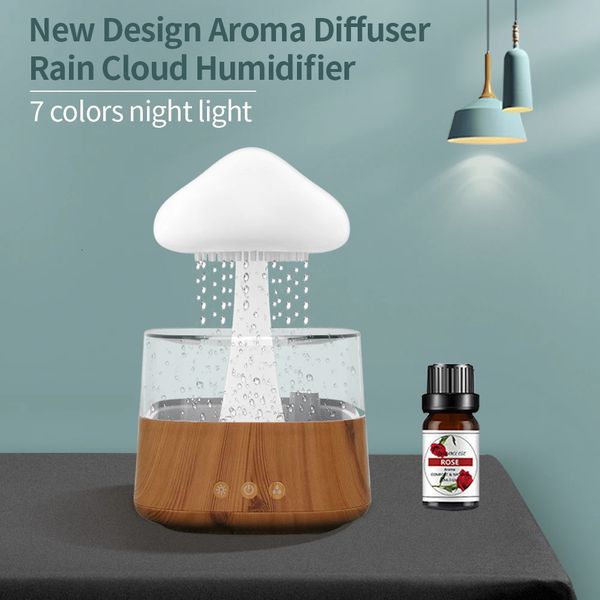 Diffusori di oli essenziali Umidificatore per nuvole di pioggia Diffusore di olio di funghi Drop Baby Air 231205