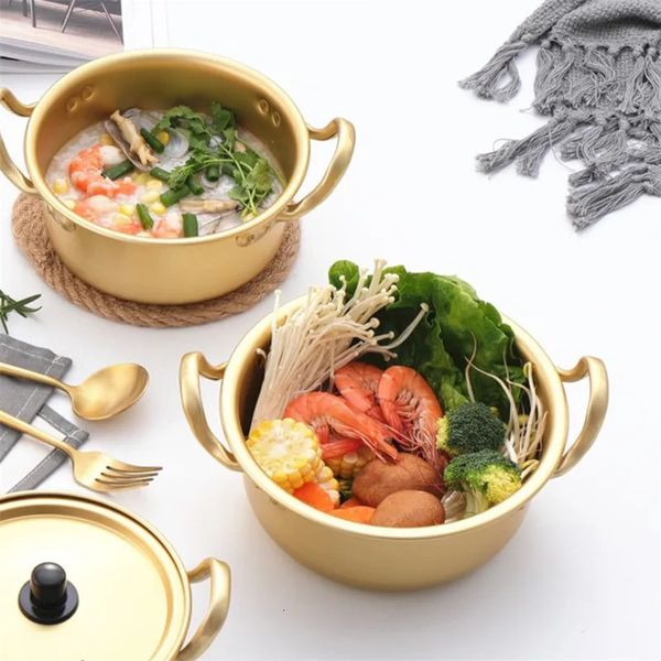 Suppentöpfe, koreanischer Ramen-Nudeltopf, Aluminium-Suppentopf mit Deckel, Nudeln, Milch, Eiersuppe, Kochtopf, schnelles Erhitzen für Küchenkochgeschirr, 231205