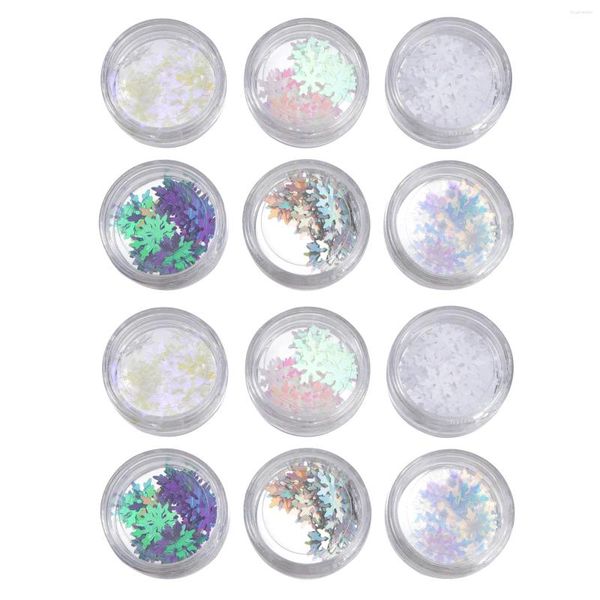 Decorações de arte de unhas 12pcs adesivos de flocos de neve de prata de Natal decalques de flocos de neve para decoração DIY projetos de artesanato