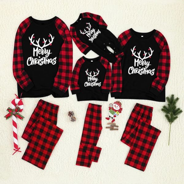 Família combinando roupas olhar natal pijama conjunto inverno natal adulto crianças bebê pijamas elk deer sleepwear 231204