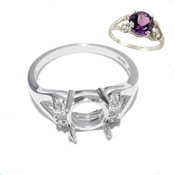 Anéis de cluster Beadsnice Sterling Silver 925 Jóias Finas Acessórios Redondos DIY Semi Mount Gem Ring Setting Diamond Wedding263x