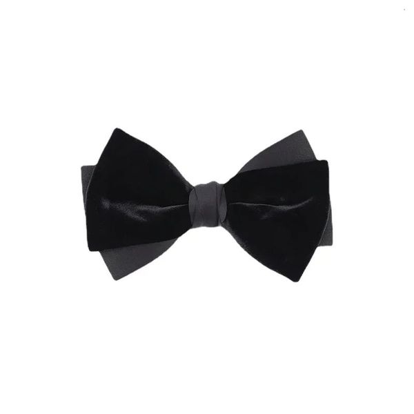 Bow Ties lüks düğün damatçı şarap kırmızı kadife bow tie erkek takım elbise gömlek siyah 231204