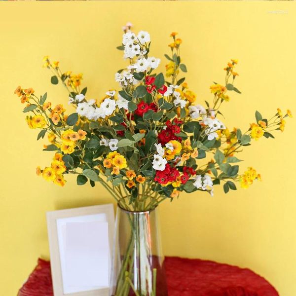 Flores decorativas flor artificial falso buquê de plástico artesanal simulação de ramo longo para casa decoração de casamento de natal
