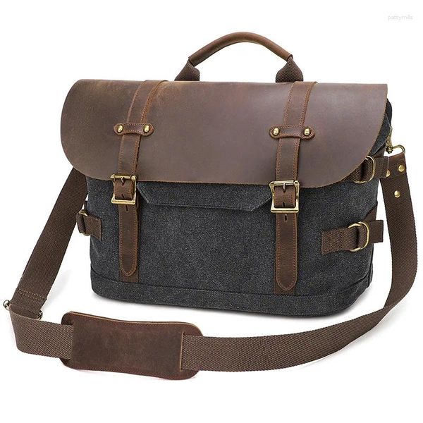 Valigette Borse a tracolla vintage per uomo Borsa a tracolla per laptop da 13 pollici in pelle di tela Borsa a tracolla per uomo Borsa da lavoro per computer portatile