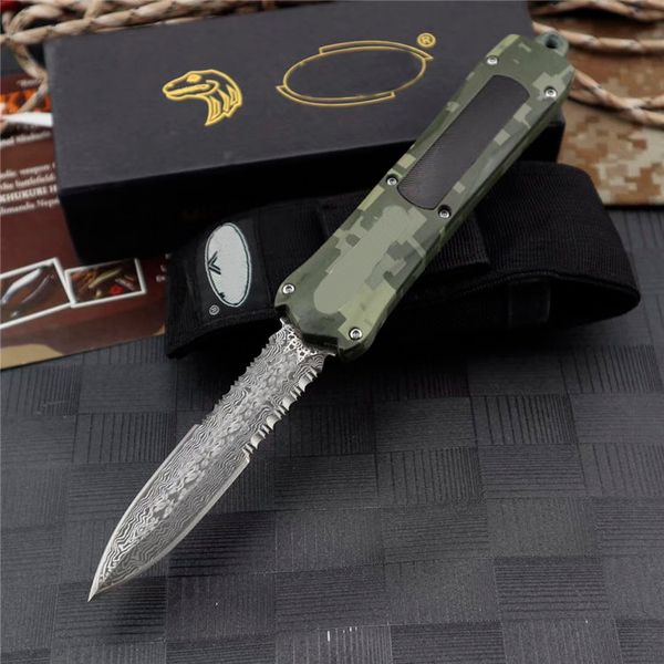 Coltello tascabile automatico a doppio dente a doppio taglio MICRO TECH 163 stile USA, manico in lega di alluminio di zinco (trapunta), strumenti di autodifesa da combattimento tattico Coltelli EDC