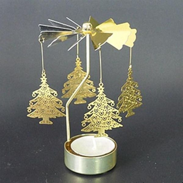 Castiçais giratórios giratórios tealight romântico metal chá luz titular carrossel presente de natal decoração para casa # p3290s