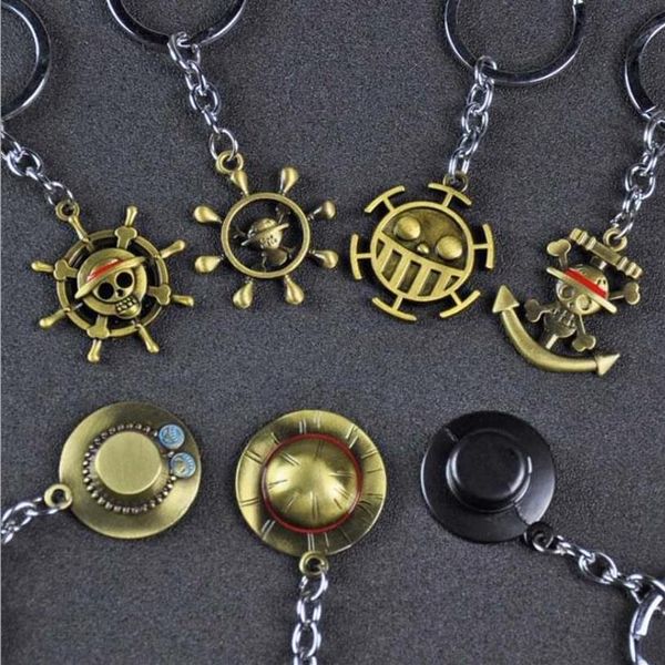 10 teile / los Modeschmuck Schlüsselbund One Piece Affe D Luffy Strohhut Ruder Schädel Anhänger Schlüsselanhänger Für Fans Party Gift3020