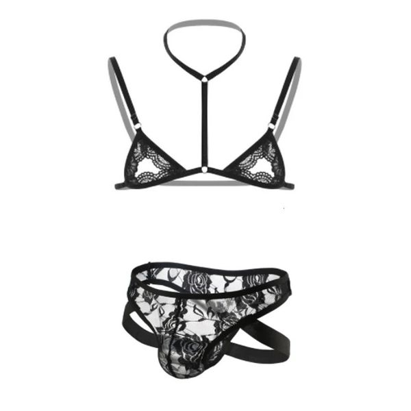 Sexy Set Mulheres Sexy Lingerie Set Mini Lace Transparente Sutiã Cueca Feminina Lingerie Feminina Fetiche Biquíni Exótico Masculino Cinto BDSM Homossexual 231205