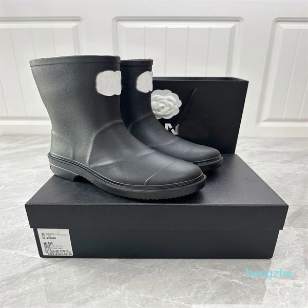 Designer sapatos de inverno das mulheres botas de salto na altura do joelho alta plataforma botas de chuva sola grossa borracha preto tamanho eur 35-41