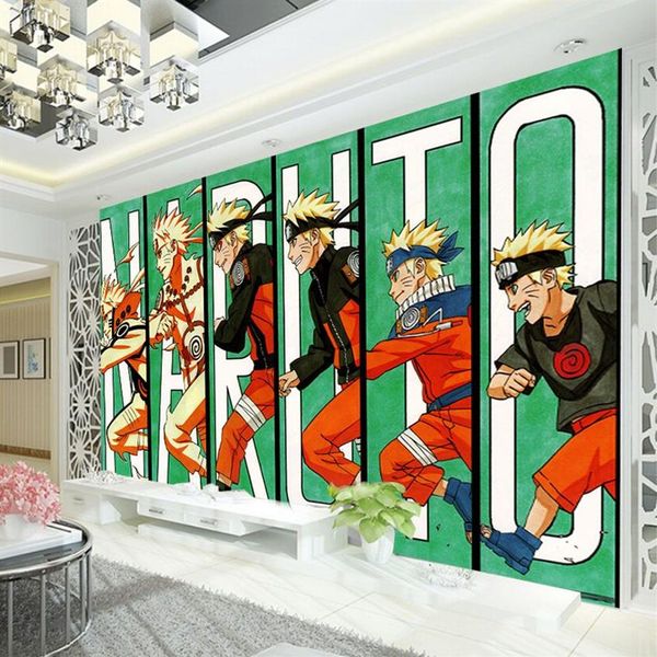 Naruto-Tapete, japanischer Anime, 3D-Wandbild, Kinderzimmer, Jungen-Schlafzimmer, TV-Hintergrund, benutzerdefinierte Cartoon-Tapete, Wohnzimmer, große Wand276V