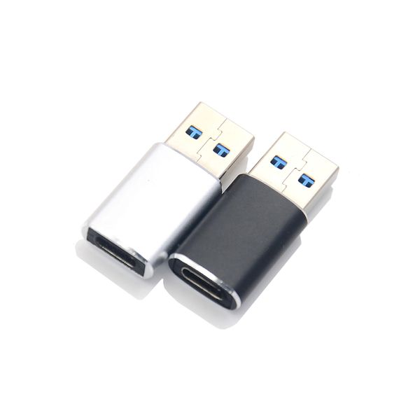 Adaptador USB C para USB adequado lado a lado Tipo C Macho para Adaptador USB C 3.0 Fêmea Compatível com telefone tablet e dispositivos Thunderbolt 4/3 prata preto