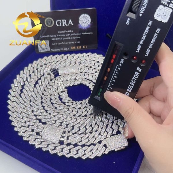 Venda direta gelo fora colar banhado a ouro hip hop 6mm 8mm 10mm 12mm moissanite diamante sier miami cubana link chain