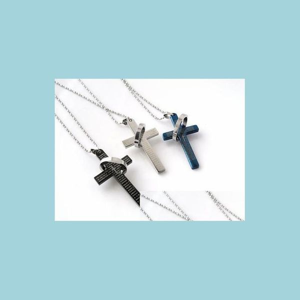 Ожерелья с подвесками, мужские ожерелья из нержавеющей стали, эффектное библейский крест, титановые мужские ожерелья для влюбленных, Прямая доставка, ювелирные ожерелья Dhhz1