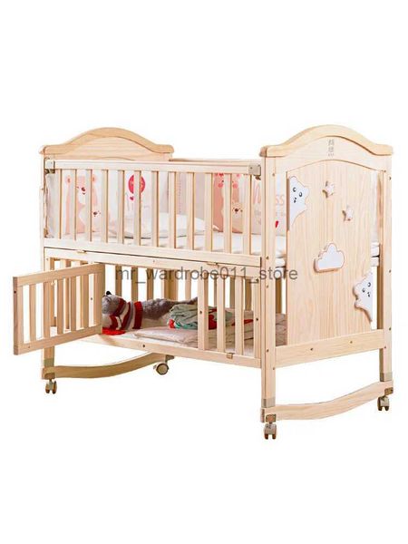 Berços para bebês, recém-nascidos, cama grande, madeira sólida, multifuncional, berço pequeno e cama infantil móvel q231205