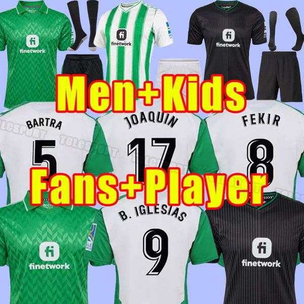 23 24 Real Betis Futebol Jerseys JOAQUIN B.Iglesias Juanmi BARTRA A.GUARDADO CANALES Fekir Menendez 2023 2024 Camisas de futebol Homens Home Away Men Kids Fans Player Versão