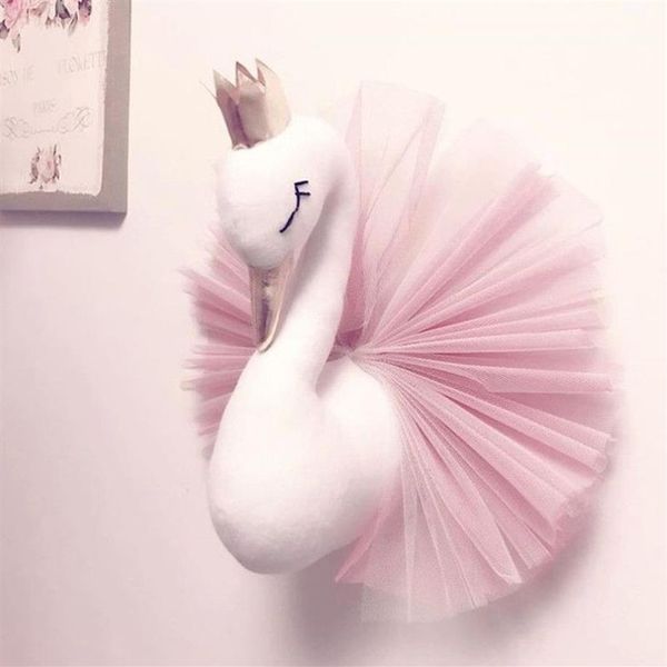 Bebê menina decoração do quarto de pelúcia cabeça animal cisne parede decoração para casa bebê brinquedos de pelúcia meninas acessórios do quarto crianças criança presente t2006252a