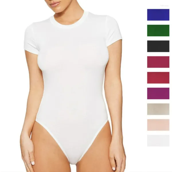 Kadın şekillendiricileri Kadın Seksi Bir Parça Bodycon Bodysuit Yaz O Boyun Kısa Kollu Tanga Shapewear Karın Kontrol Kabar Yıkıcı İç Çamaşırı