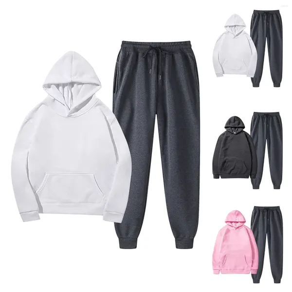 Pantaloni a due pezzi da donna Gilet da uomo 3 Set Ragazzo da donna con felpa con cappuccio Tempo libero Pile invernale con cappuccio H Abiti da uomo