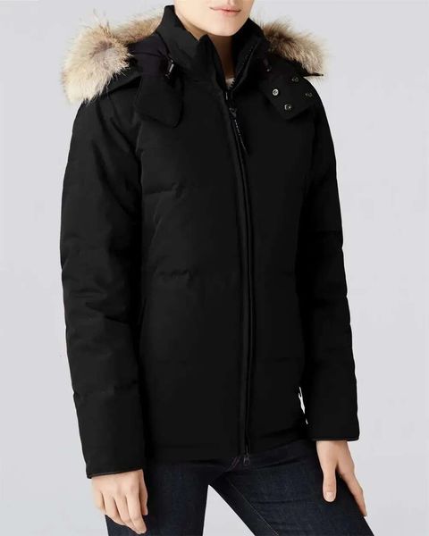 Mulheres Down Parkas Designer Down Jackets Branco Canadá Duck Windbreak Mulheres Parkas Jaqueta Collar Winter Puffer Real Wolf Fur Coat Arctic Hood Trim Theface Hclg