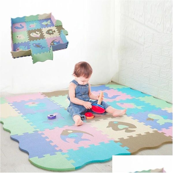 Bebê tapetes playmats eva espuma jogar esteira com cerca quebra-cabeça jigsaw tapetes grosso tapete para crianças brinquedos educativos atividade aleatória co dhcxh
