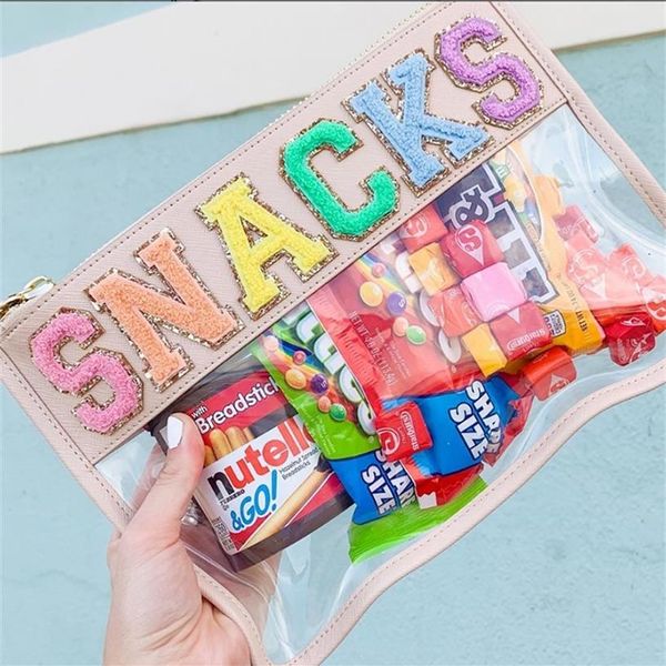 Borse per cosmetici Custodie per lettere Toppe per lettere Borsa per cosmetici in PVC trasparente Trasparente Viaggio Trucco Borse per cosmetici Buste Snack Borsa Organizzatore Fac272Q