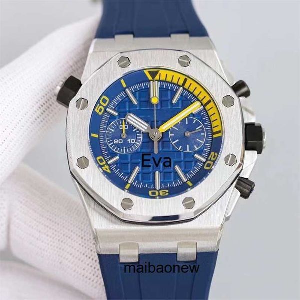 Relógio automático Aps Royaloaks Offshore Caixa de aço inoxidável com corda automática Caixa original com bateria esportiva para presente masculino Faixa de borracha de 42 mm com logotipo vestindo YOTG