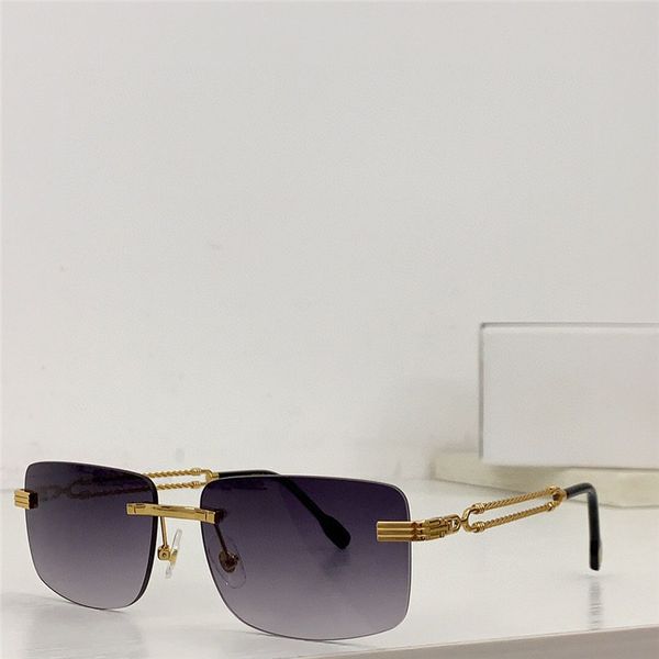 Neue quadratische Sonnenbrille im Modedesign 40040U, Metallrahmen, randlose Gläser, doppelte nautische Seilbügel, einfacher und eleganter Stil, UV400-Schutzbrille für den Außenbereich