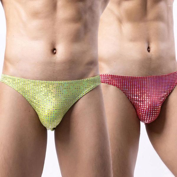 Mutande Uomo Paillettes Triangolo Intimo Vita bassa Slip retrò U Pouch Uomo Tronchi morbidi alla moda Mutandine laser