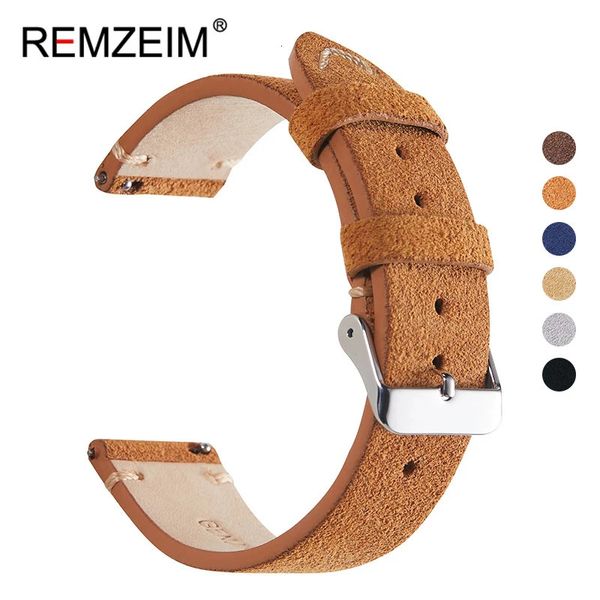 Horlogebanden Vintage handgemaakte zachte horlogeband Quick Release polsband Retro Suede stiksels riem lederen armband 18 mm 20 mm 22 mm 231204