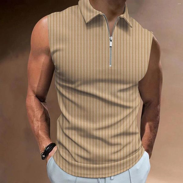 Erkek Tişörtleri Uzun Kollu Tee Altında Tee Erkek İlkbahar Yaz Kolsuz Yelek Sıradan yaka düğmesi Düz Renk Üstleri