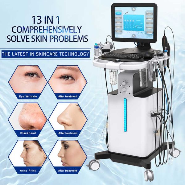 H2O2 jet peel acqua ossigeno idratazione pulizia profonda galvanica idro macchina per il viso analizzatore della pelle lifting ossigeno idro dermoabrasione facciale con computer