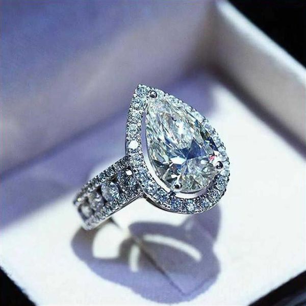 Huitan novos anéis de noivado para mulheres em forma de pêra cristal zircônia cúbica aaa acessórios de moda deslumbrantes anéis femininos elegantes x237j