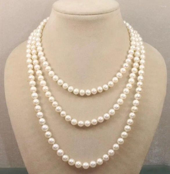 Цепочки ювелирного качества 7–8 мм, белое, розовое, черное, ожерелье из натурального жемчуга Акойя, 50 дюймов