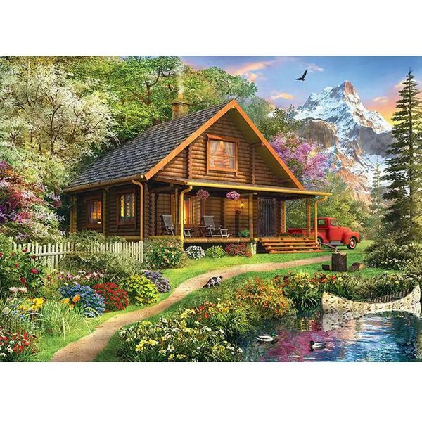 Dipinti Village House Full Diamond DIY 5D Pittura Ricamo Punto Croce Art Kit 231205