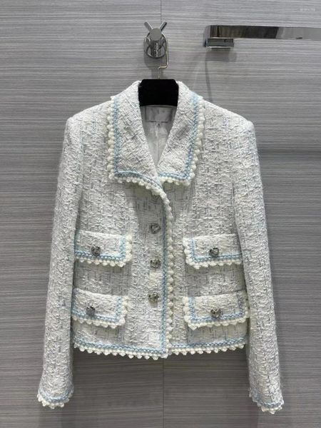 Jaquetas femininas décimo próprio 2023 primavera fio perfumado tecido flor macia tecido curto casaco moda top