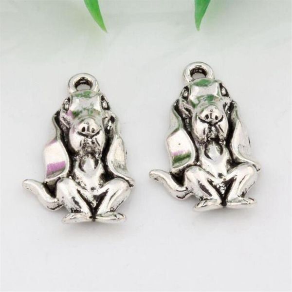 150 pezzi in lega d'argento anticato Basset Hound Dog Charms ciondolo gioielli fai da te misura collana braccialetto 14 5X25 5MM3101