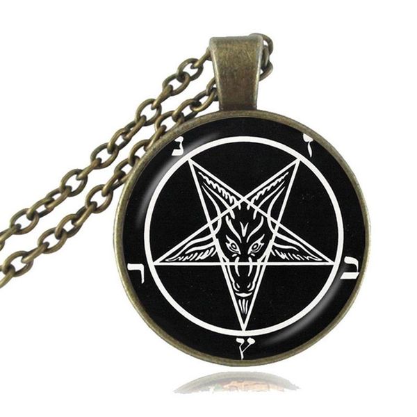 Satanischer Baphomet umgekehrter Pentagramm-Anhänger, gotische Halskette, Ziegenkopf-Anhänger, Satanismus-Halskette, böser okkulter Pentagramm-Schmuck, Pagan253s