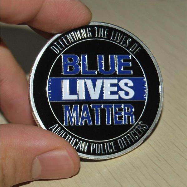 Disocunt Combo Blue Lives Matter Law Enforcement Challenge Coin 24k moeda banhada a ouro 50 unidades / lote 2771