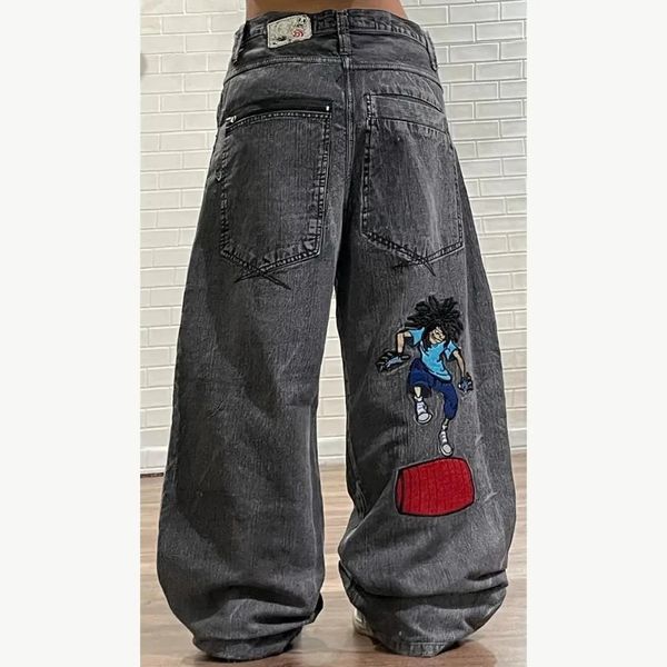 Damen Jeans Y2K Mode Baggy Cartoon Grafik Stickerei Vintage Hose Harajuku Goth Hohe Taille Breite Hose Streetwear 231205