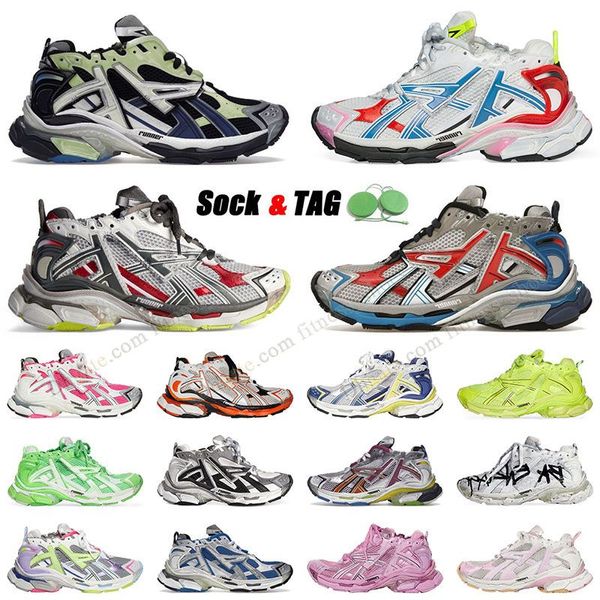 Runners 7.0 Повседневная обувь Женщины Мужчины Balenciaha Transmit sense Graffiti Black Runner 7 Кроссовки Черный Белый Розовый Синий Походные дизайнерские кроссовки Plate-forme Balencigaly