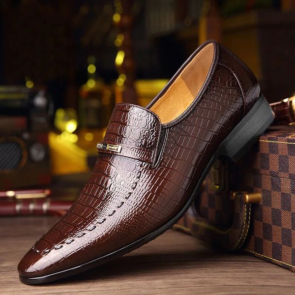 GAI Herren Lässige, klassische, niedrig geschnittene Emed-Leder, bequeme Business-Kleiderschuhe, Herren-Loafer, Übergröße 38–48, 231204