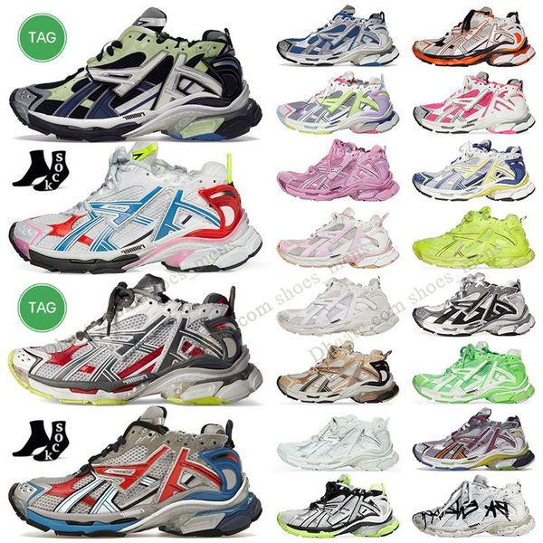 Designer Donna Uomo Scarpe casual Balencaga Paris Runner 7.0 Transmit Sense Scarpe da ginnastica nero bianco rosa blu Scarpe da ginnastica decostruzione plate-forme da trekking da passeggio Sneaker