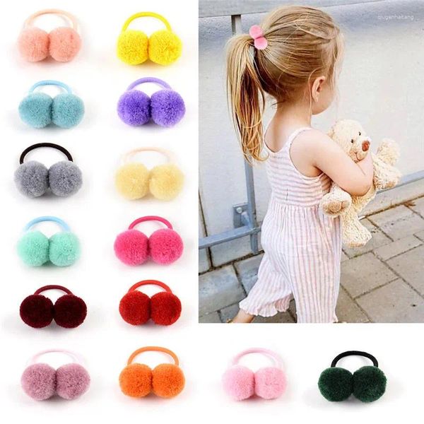 Acessórios de cabelo 2 pcs bonito pompom bola elásticos para meninas headwear crianças pom anel de borracha laços bebê crianças ornamentos