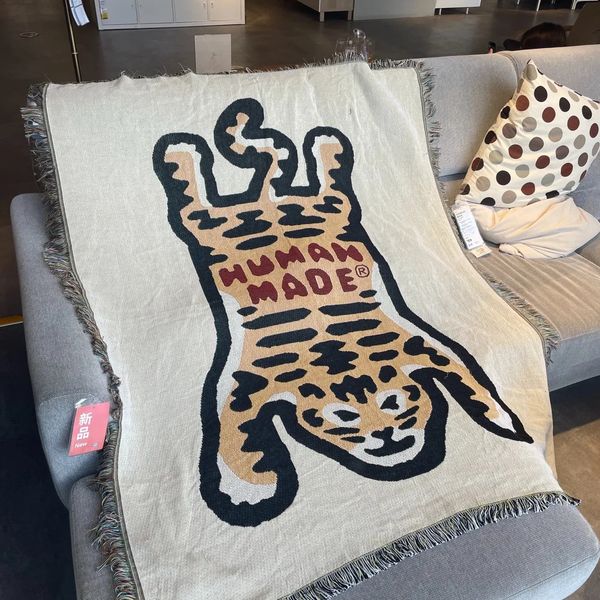 Coperte Tessile Città Ins Fatta dall'uomo Divano Coperta Spessa Stuoia da campeggio per esterni Modello tigre Decorare la casa Arazzo Coperta per pisolino 125x150 cm 231204