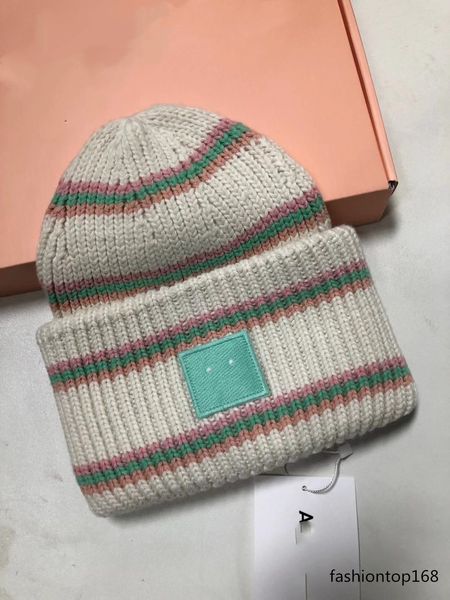 Zucchetto di lusso alla moda Cappello invernale Cappello lavorato a maglia Arcobaleno AC Faccina sorridente Cappello freddo di lusso Cappello a teschio primaverile Zucchetto di cashmere unisex di moda Buona qualità