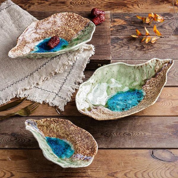 Teller Japanische Küche Restaurant Retro Kreative Keramik Ofen Transformation Geschirr Sushi Sashimi Platte Kaltes Gericht