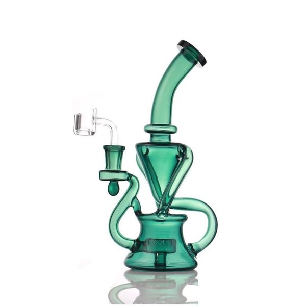 Acessórios 9 polegadas Recycler Glass Bong Tornado Hookah Recyable Dab Rigs Smoking Water Pipe Bongs Heady Pipes Tamanho 14mm Joint com Bo Dhun2