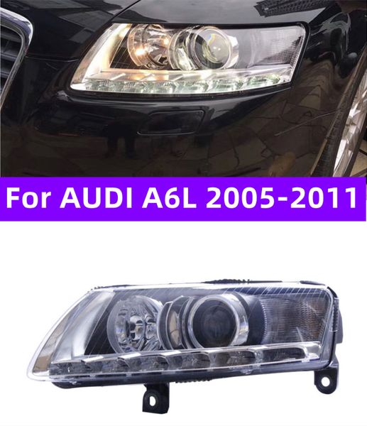 Peças de carro luzes principais para audi a6l 2005-2011 led farol drl alto baixo feixe bi led acessórios da lâmpada principal