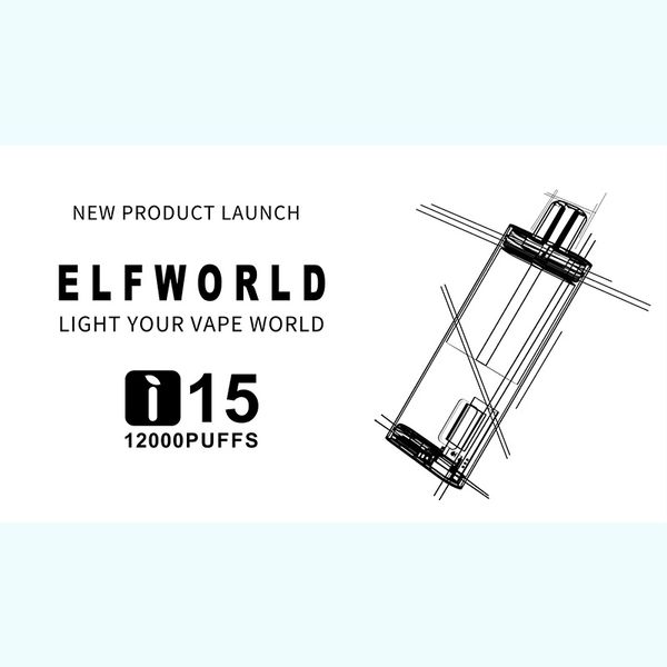 Elfworld I15 12K Puff Super Slim Pro Max 0-% 5 Büyük Smok Vape Elf Kayıp Bar WAPE Tek Kullanımlık HQT Ultima Pro 10000 Sır 12000 15000 Miracle Akıllı LED Ekran Distribütörü